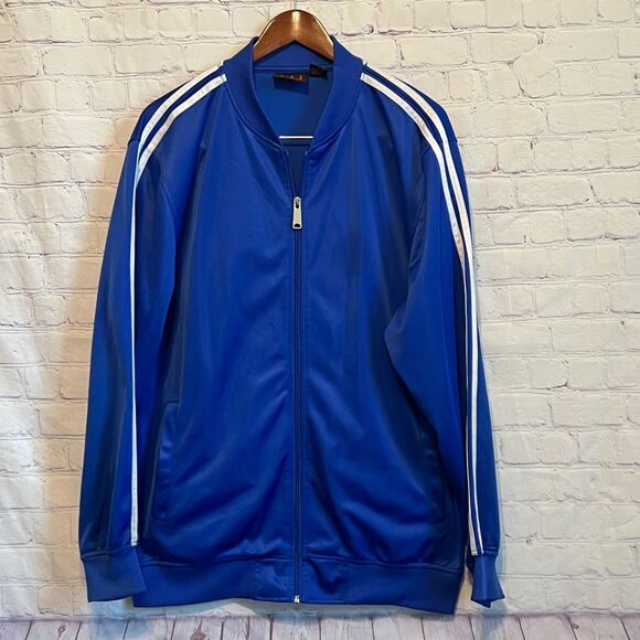 Linea Uomo LU Track Jacket Mens XL Blue 2 Stripes Dazzle Full Zip Run Activewear - Picture 2 of 12